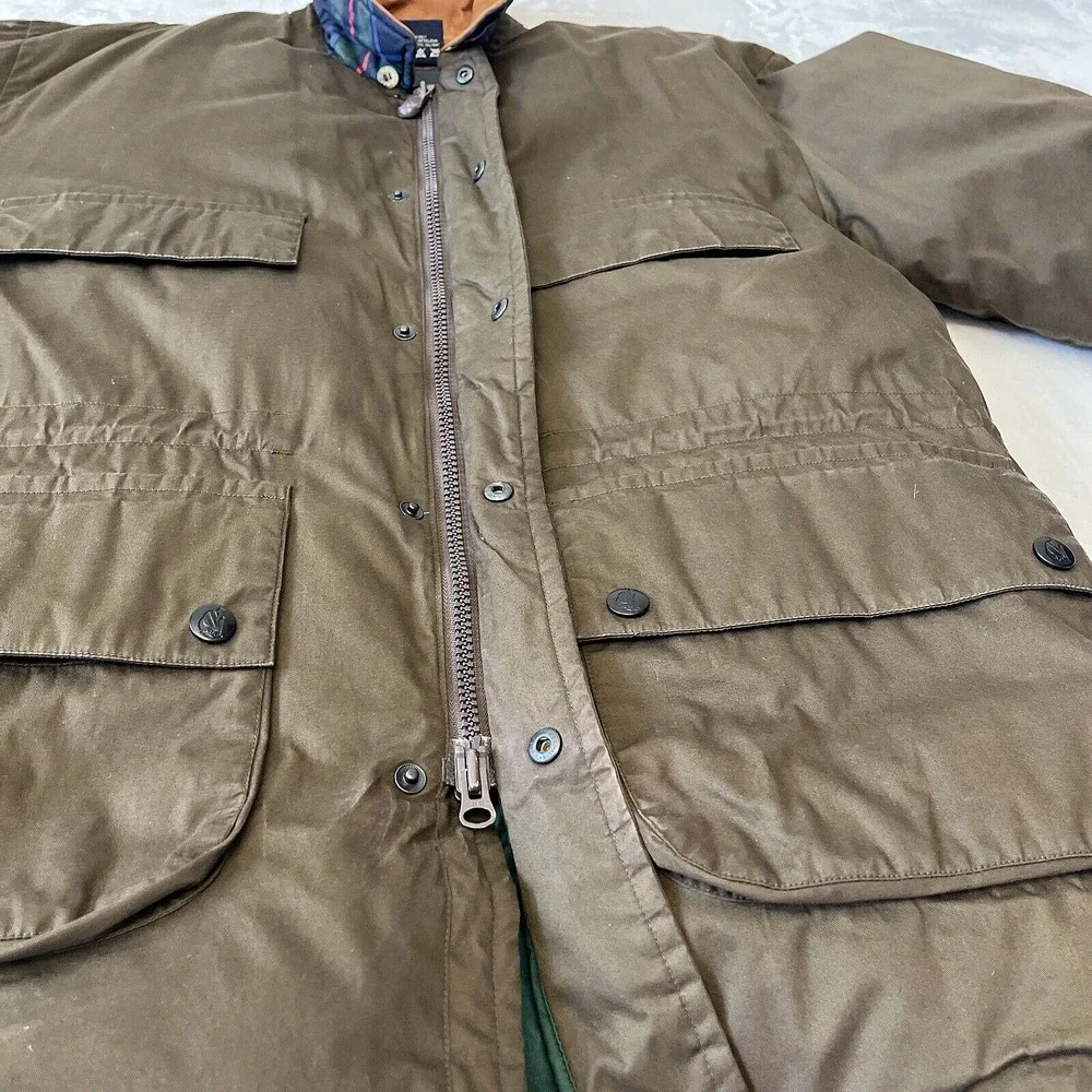 Nautica Down Filled Winter Coat Men's Brown Size M Leather Collar NO HOOD